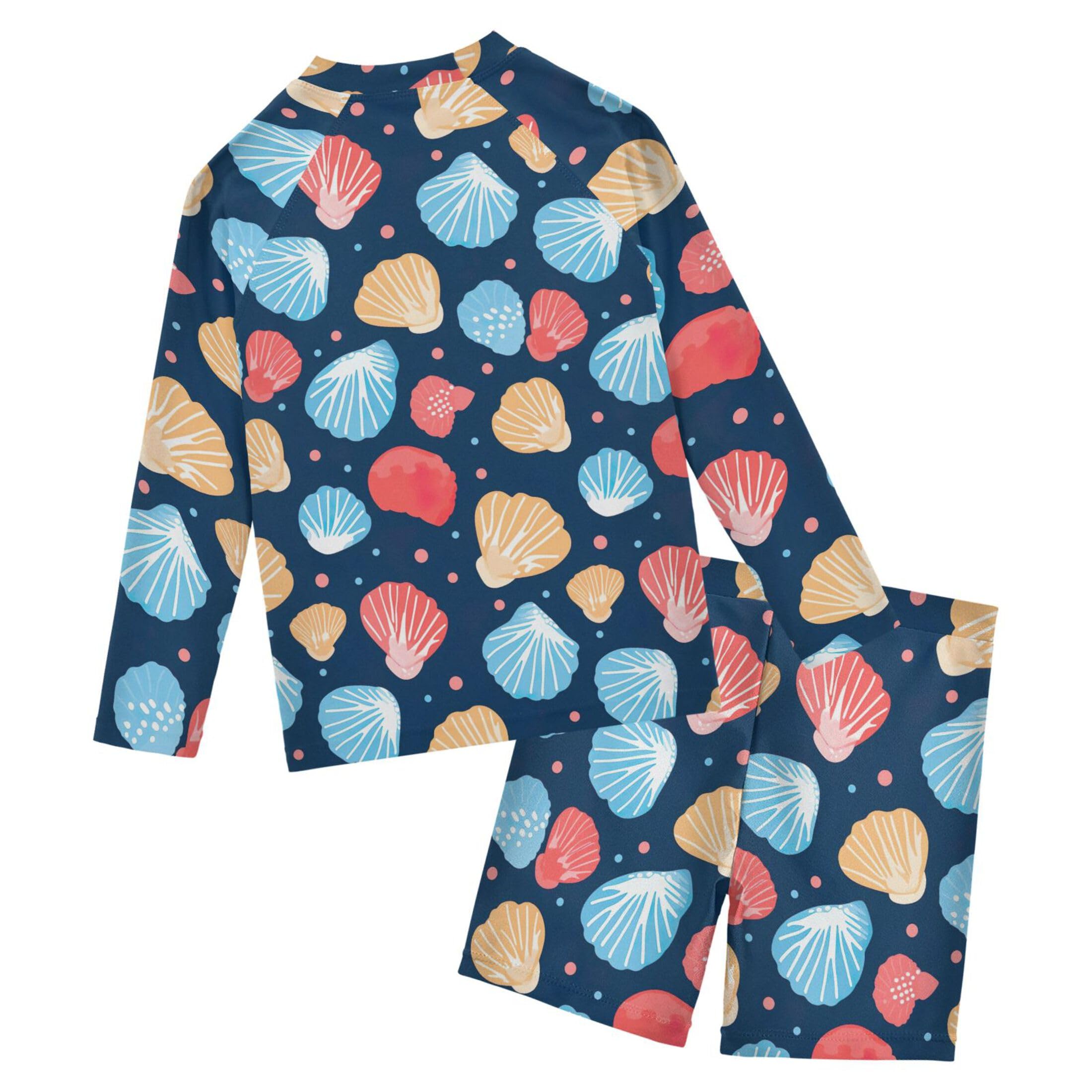 Shell Beach Color Colorful Toddlers and Baby Boys' Swimsuit Trunk and Rashguard Set B0402926