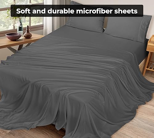 Miniatura 4 de Royale Linen - Juego de 6 sábanas encimeras a granel, sábanas superiores, microfibra suave de 1800, resistente a las arrugas y a las manchas, para