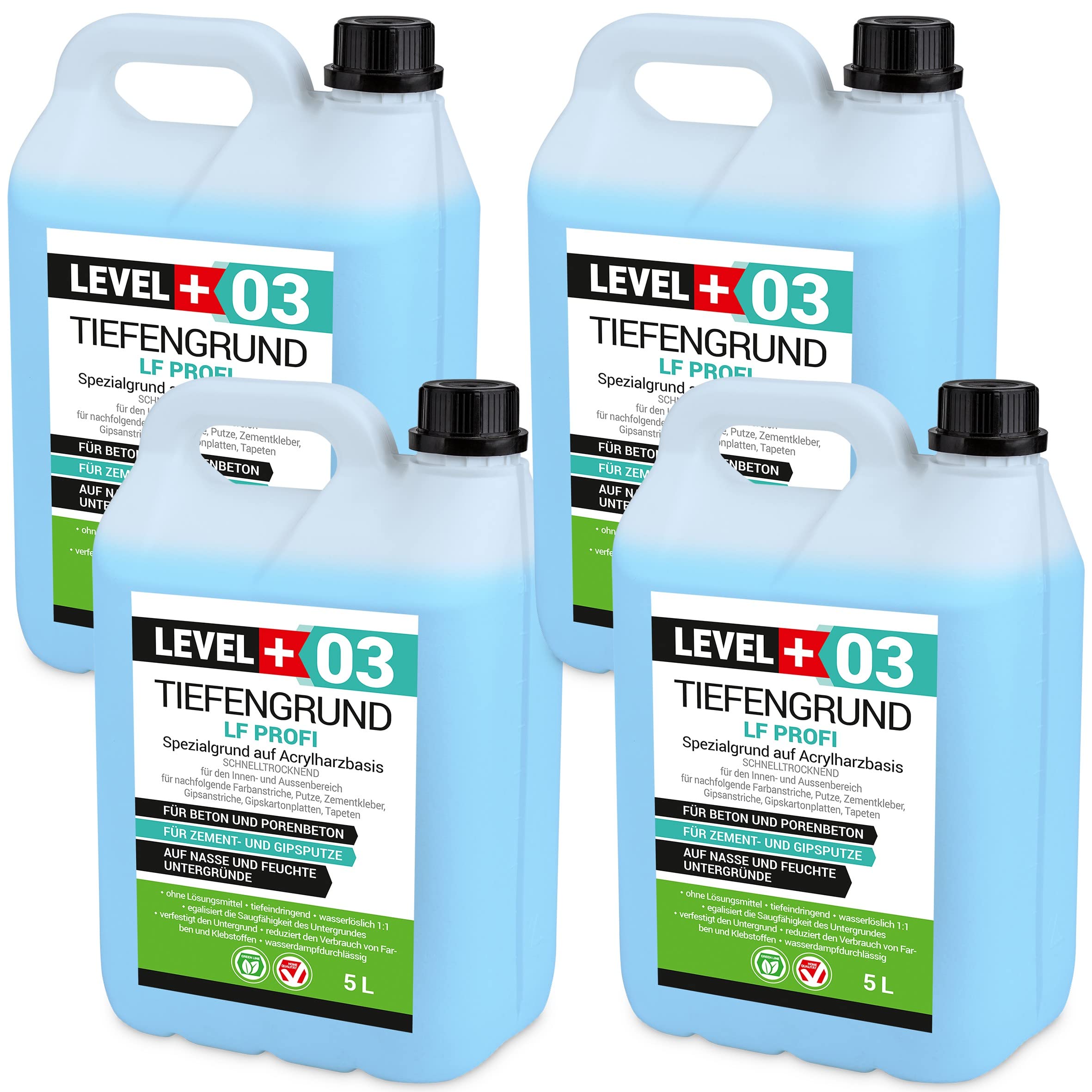 03 Tiefengrund Profi 20L, Voranstrich unter Dichtmembranen, Klebstoffe, Tiefengrundkonzentrat Wasserlässlich 1:1 + Farbroller Mikrofaser 25cm mit Bügel Set