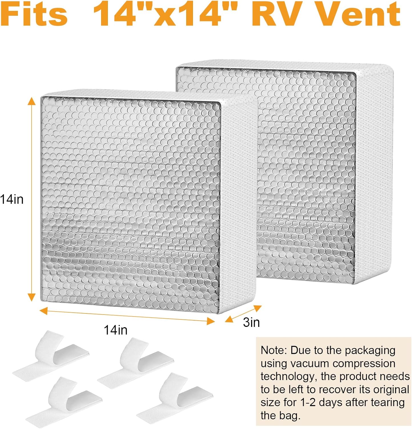 RV Vent Insulator 14"x14"x3" RV Skylight Cover with Reflective Surface, Skylight Shade Energy Savings Sunroof for Vent Inside Camper Trailer with Velcro by MCCKLE 2 Pack