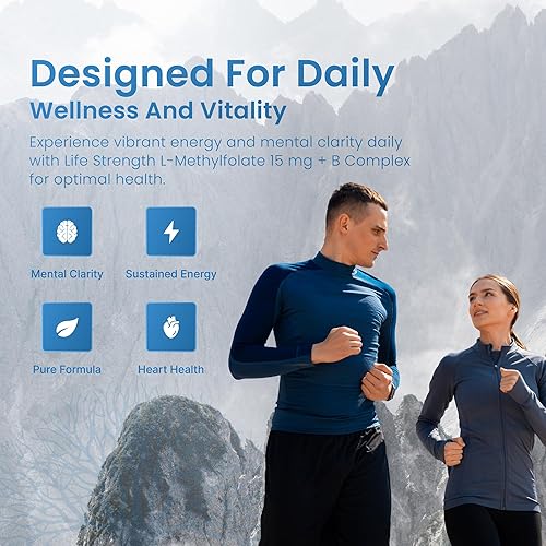 Miniatura 7 de L-metilfolato de 15 mg + complejo de vitamina B - 5-MTHF, B6 y B12 metilcobalamina - 60 cápsulas - Folato de metilo activo de fuerza profesional -