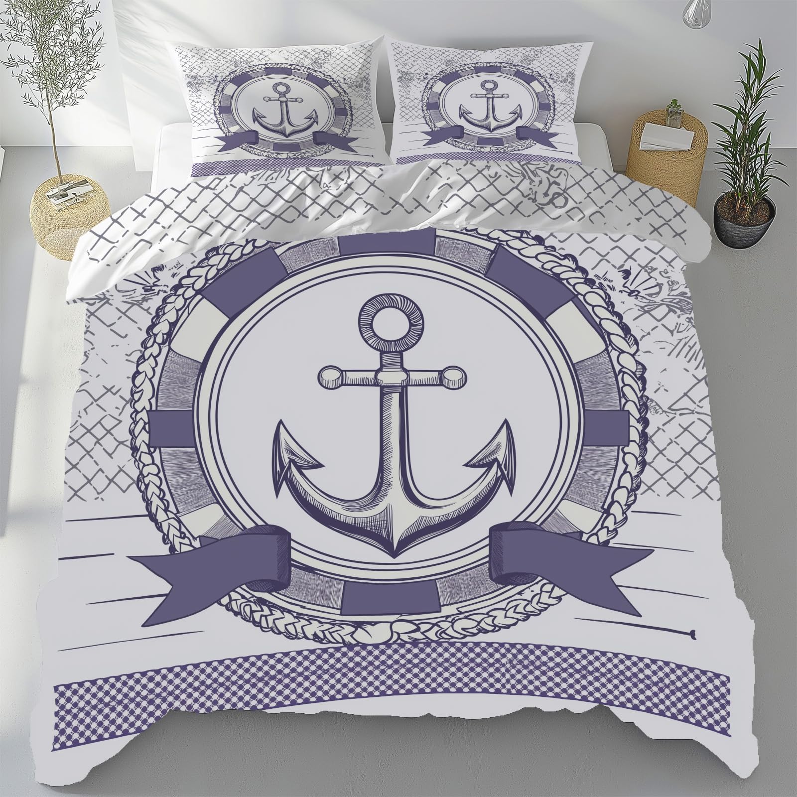 Parure de Lit Adulte Anti-Chaleur 240x260 Housse de Couette Zippée Facile à Changer