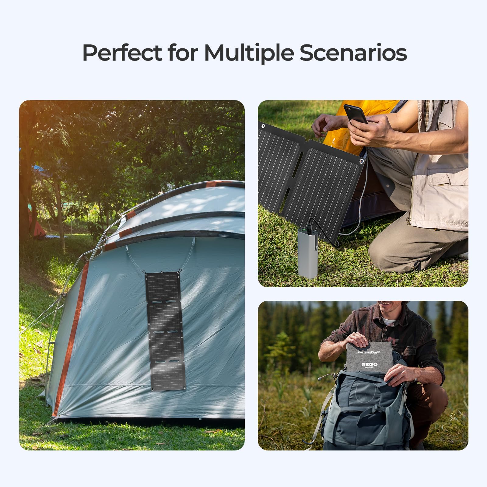Renogy Pannelli solari, caricatore portatile a pannello solare da 30 W, ricarica rapida per iPhone, iPad, tablet, laptop, power bank, con porte USB-C USB-A DC, IP67 per campeggio, escursionismo, zaino