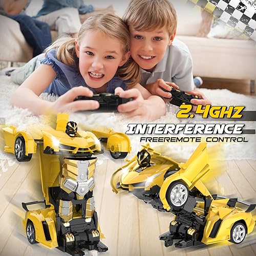 Miniatura 13 de Auto transformador a control remoto, transformación con un botón, rotación de 360°, escala 1:18 de 2.4 GHz, regalo para niños y niñas de 4 a 6 años