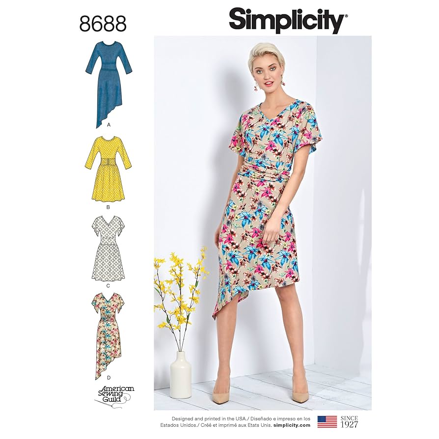 Amazon.com: Simplicity Women's Knit Asymmetrical Dress