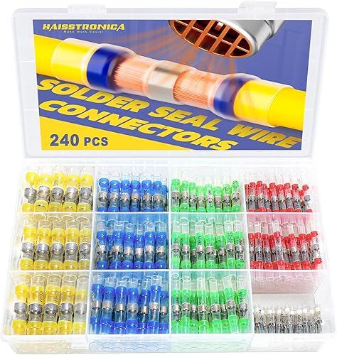 Miniatura 16 de haisstronica - 200 conectores de cable de sellado de soldadura, a tope, autosoldadura para marina, estéreo