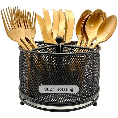 DysanVica Rotating Metal Utensil Caddy (Silver)
