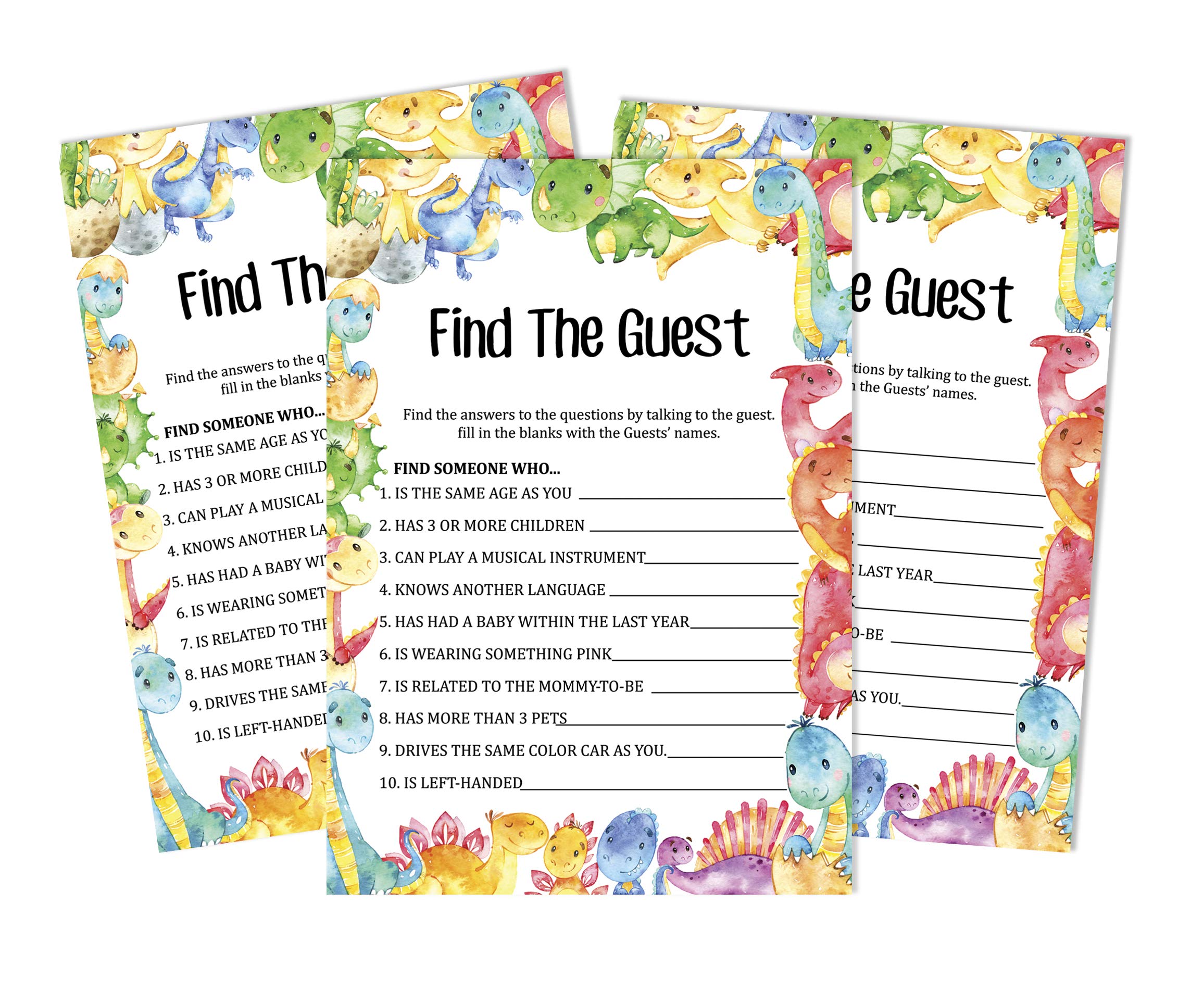 50 Find The Guest Baby Shower Game Party Supply Dinosaur Jungle Animals Icebreaker Party Game