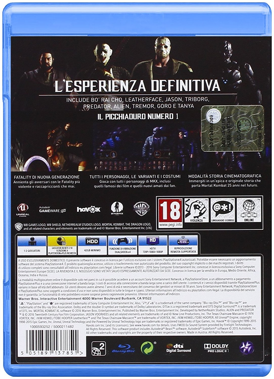 Warner Bros Mortal Kombat XL, PS4 + Hori fighting stick Basic PlayStation 4 Inglese videogioco