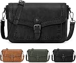 RAINSMORE Crossbody Bags for Women Retro Leather Crossbody Purses with Adjustable Strap Ladies Shoulder Bag for Work Shopping
