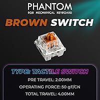Vista 3 de TECWARE Phantom+ Elite 87 Mechanical Gaming Keyboard RGB LED Backlit Hot Swappable Wraith Brown Switches 87 Key TKL Layout Thocky Sound