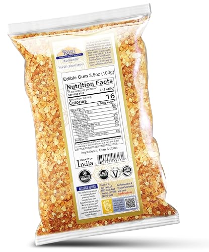 Miniatura 3 de Rani - Goma comestible entera (goma arábiga) 3.5 onzas (3.53oz)  totalmente natural, sin sal  Vegana  Sin colores  Apto para gluten  Sin OMG  Origen
