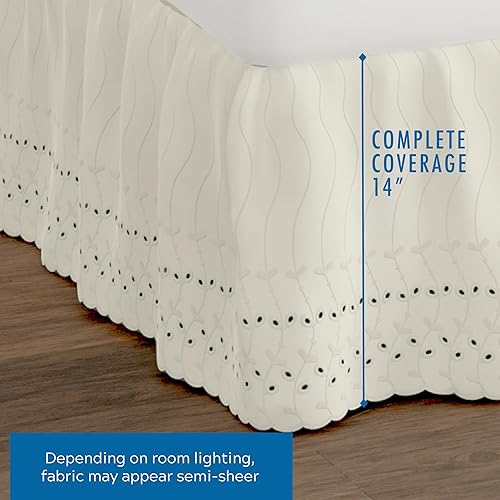 Miniatura 3 de FRESH IDEAS faldón clásico para cama, fruncido, longitud de caída 14 pulgadas