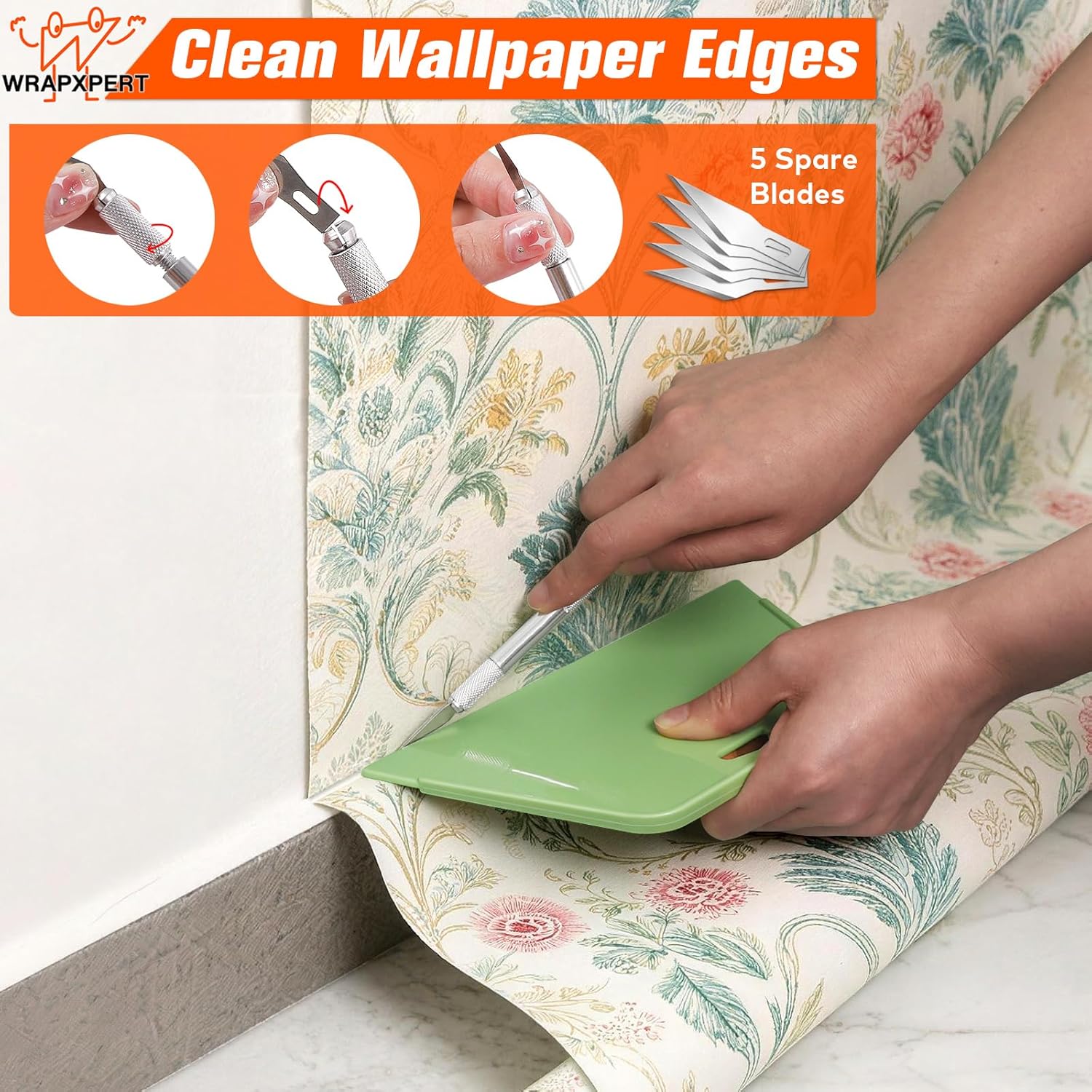 WRAPXPERT Wallpaper Tools, Wallpaper Kit Smoothing Tools for Peel and Stick, Wallpaper Installation Kits for Wallpaper Hanging, Contact Paper, Bathroom, Vinyl Backsplash Tile, Window Film Applying