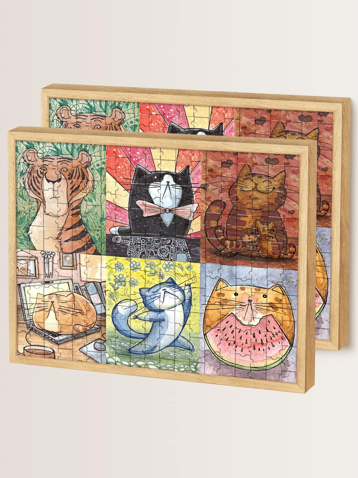 euwazram Puzzle Frame 20x27 Set of 3, Rustic Oak 20x27