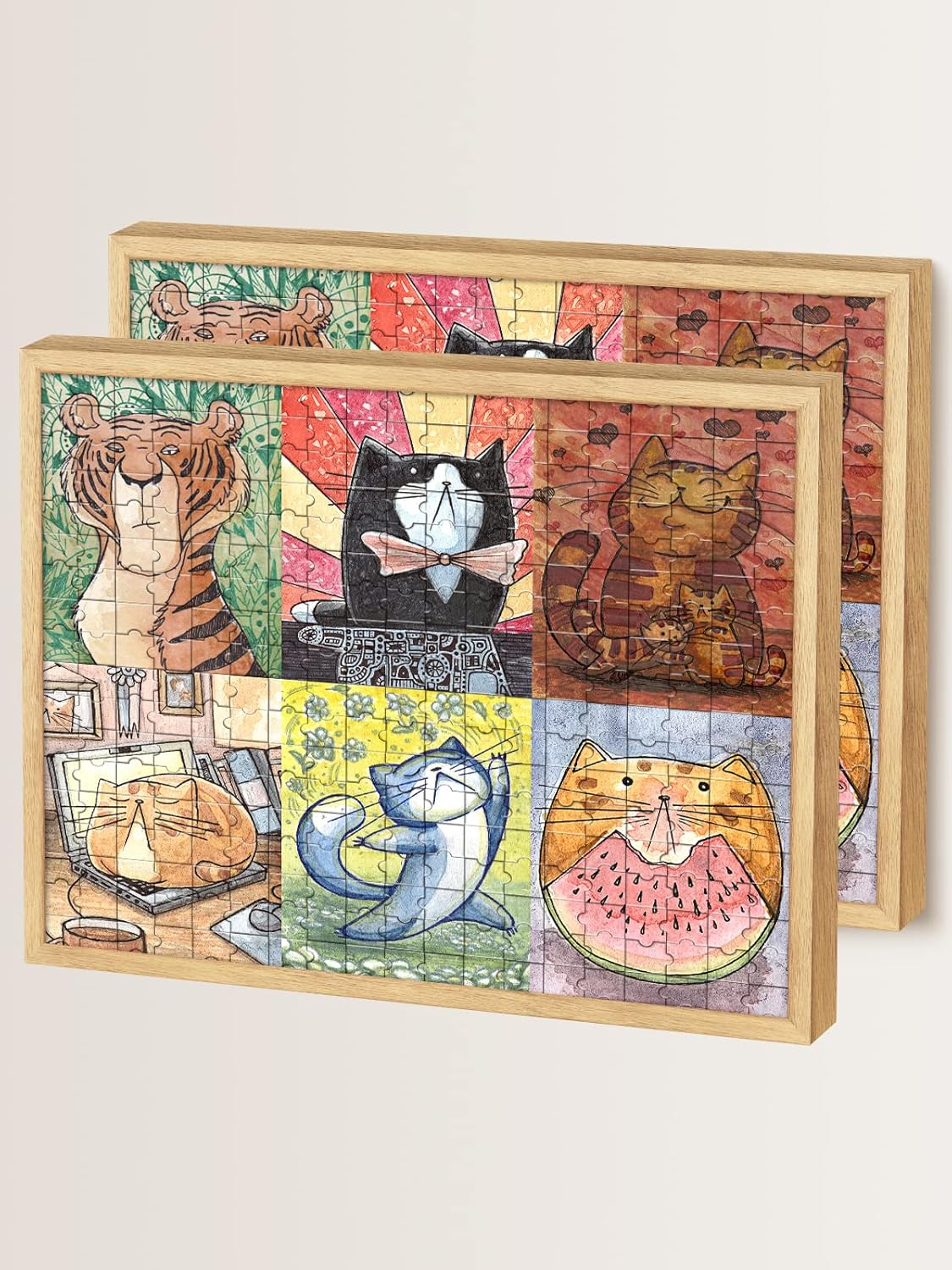 euwazram Puzzle Frame 20x27 Set of 2, Rustic Oak 20x27