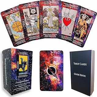 78 Tarot Cards with Guide Book for Beginners,Tarot Cards with Keywords on Cards,Tarot Cards with Meanings on Them,Keyword Tarot Deck,with Spare White Card