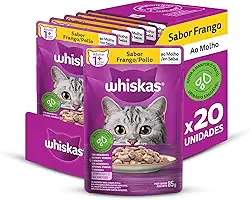 Pack Ração Úmida Whiskas Sachê Frango ao Molho para Gatos Adultos 85 g - 20 unidades