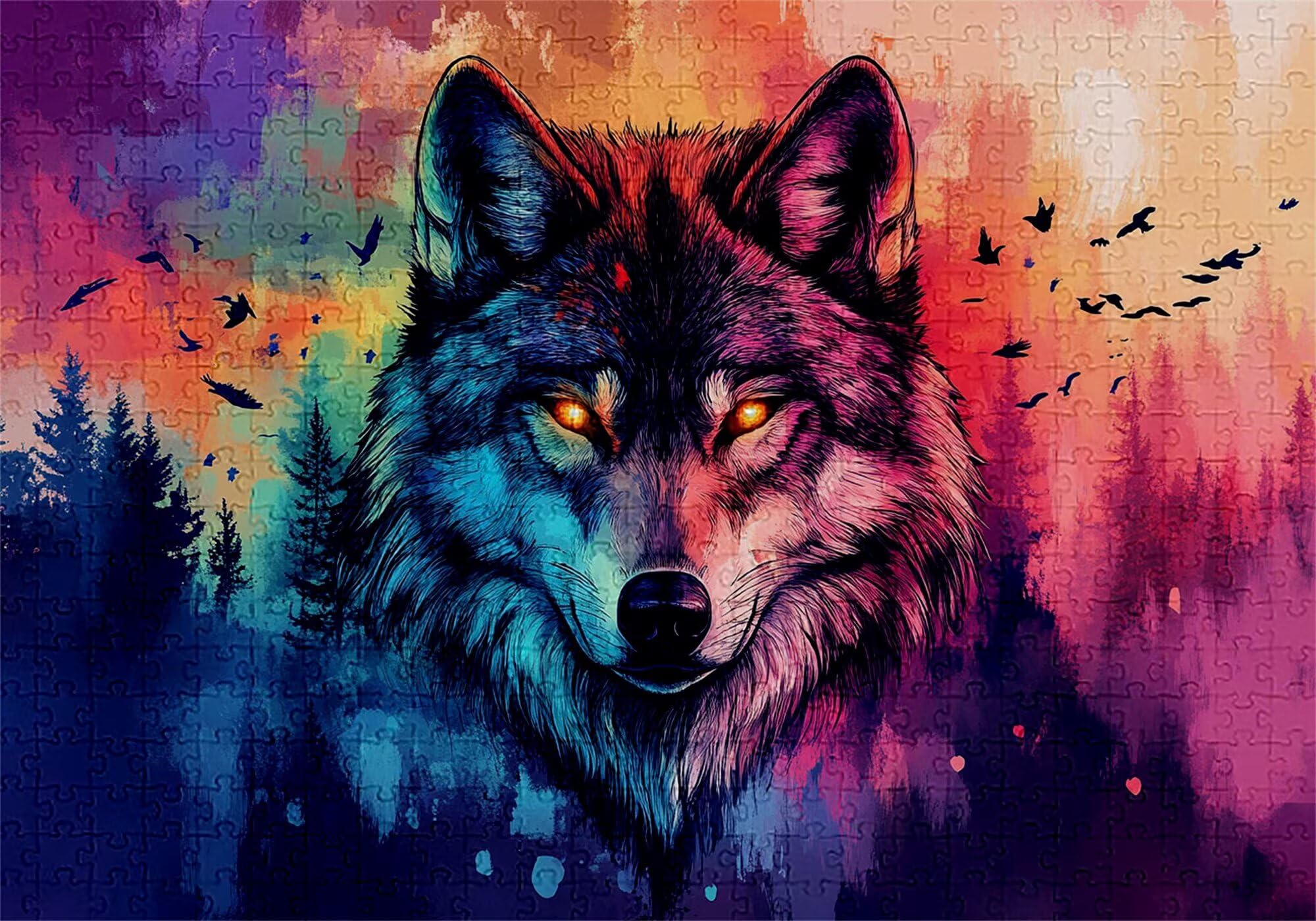 Puzzle 3000 elementów wilk puzzle dla dorosłych drzewo 122 x 81 cm unikalne rzemiosło klasyczne 3D drewniana układanka do rodzinnych gier biznesowych, układanka do samodzielnego wykonania nawet do