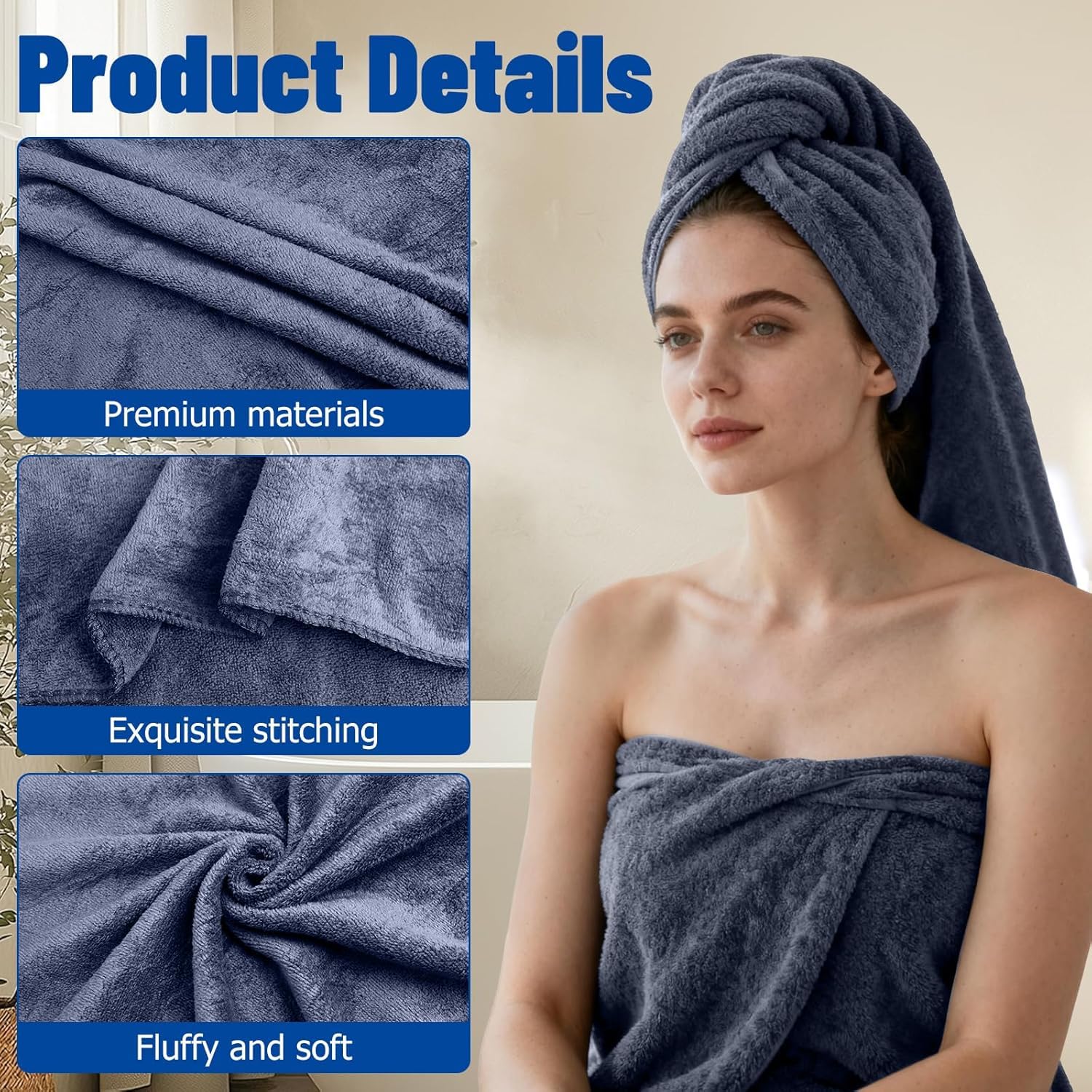 2 Pezzi Telo da Bagno Grande, 100x200 cm Grandi Asciugamani da Bagno, Super Assorbente, Morbido e Soffice, Ideali per Bagno, Palestra