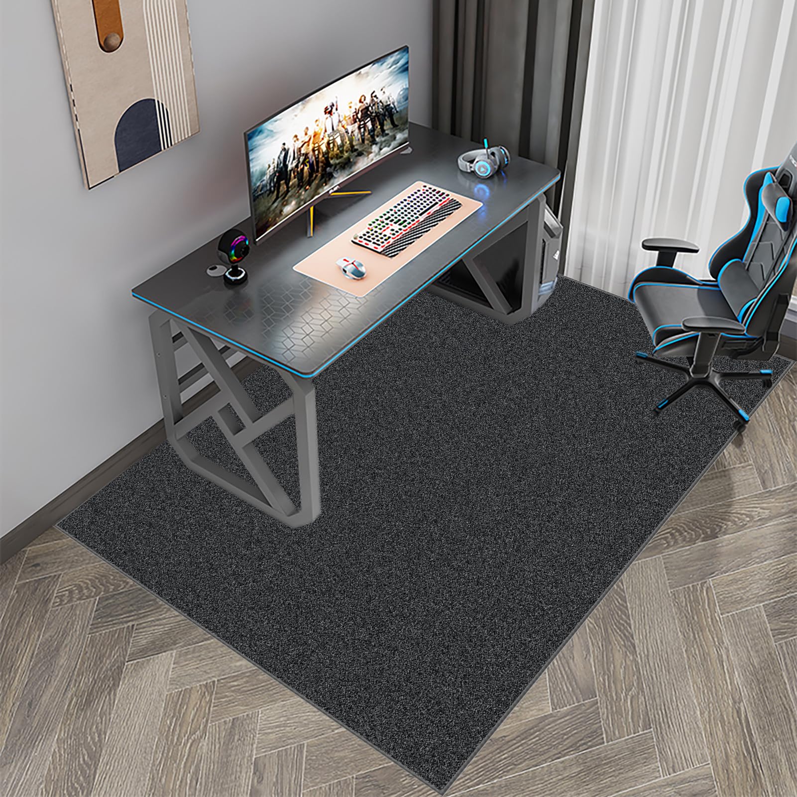 200 x 230 cm Gaming Bürostuhl Unterlage | Bürostuhl Unterlage | Bodenschutzmatte Bürostuhl | Bodenschutzmatte für Hartböden | Bodenmatte Stuhlunterlage | Schreibtischstuhl unterlage für Laminat