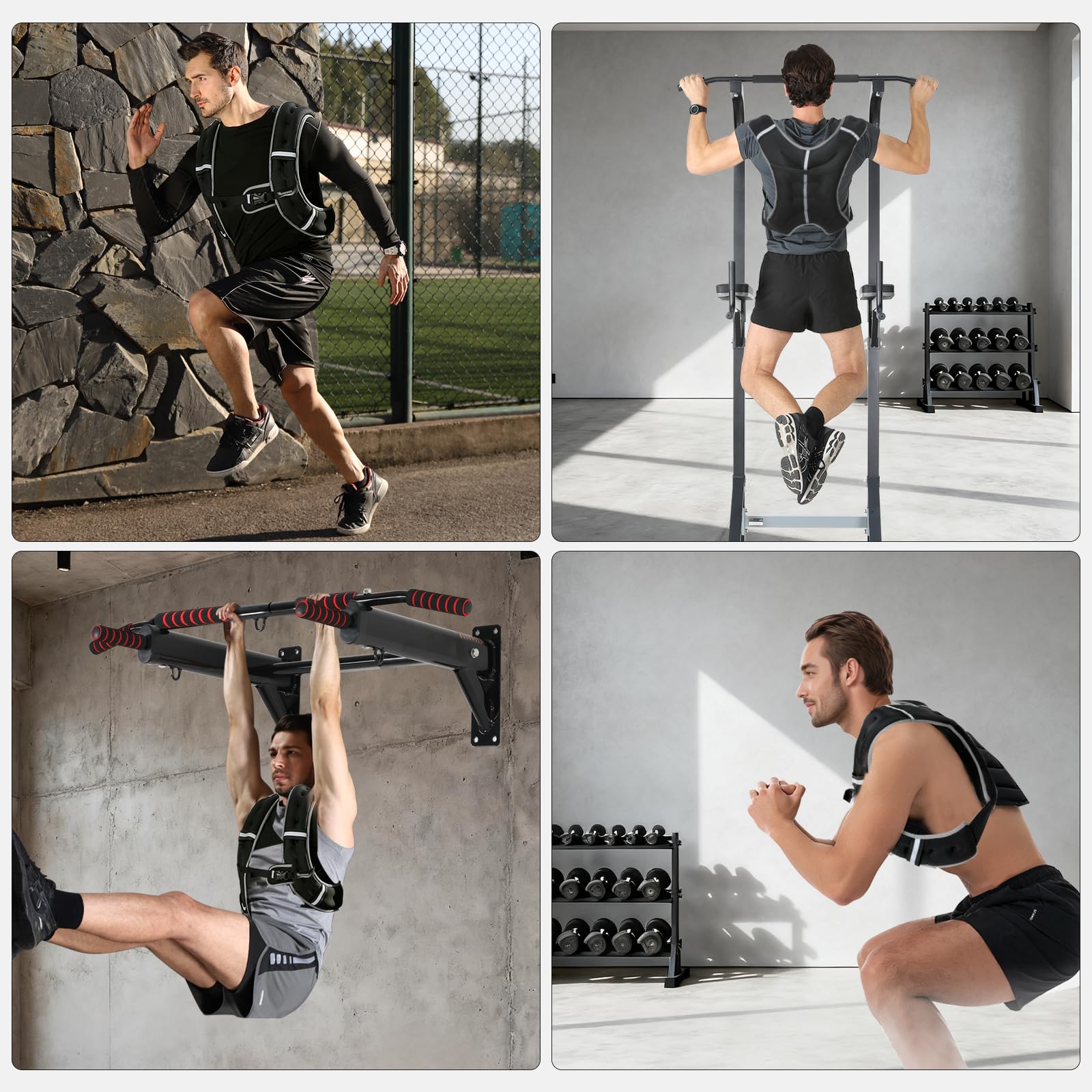 Gilet Lesté avec Bordures Réfléchissantes, Gilet Leste Équipement de Sécurité Sportive Sangles Ajustables Ergonomique, Veste Lestée Résistant, Gilet Poids Musculation 3/5/8/12KG