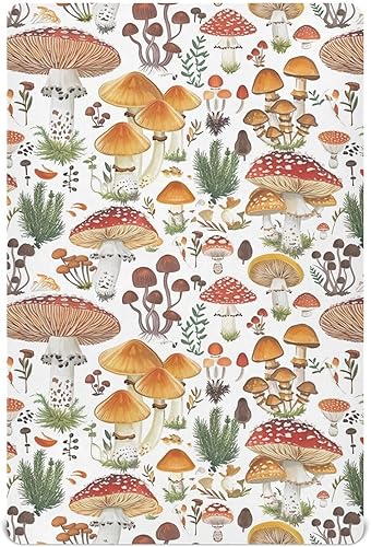 Miniatura 1 de Fitted Crib Sheet for Boys Girls,Mushroom Leaves Jersey Knit Baby Sheet for Standard Crib and Toddler Bed Mattresses, Cozy Soft Breathable, 28 x 52