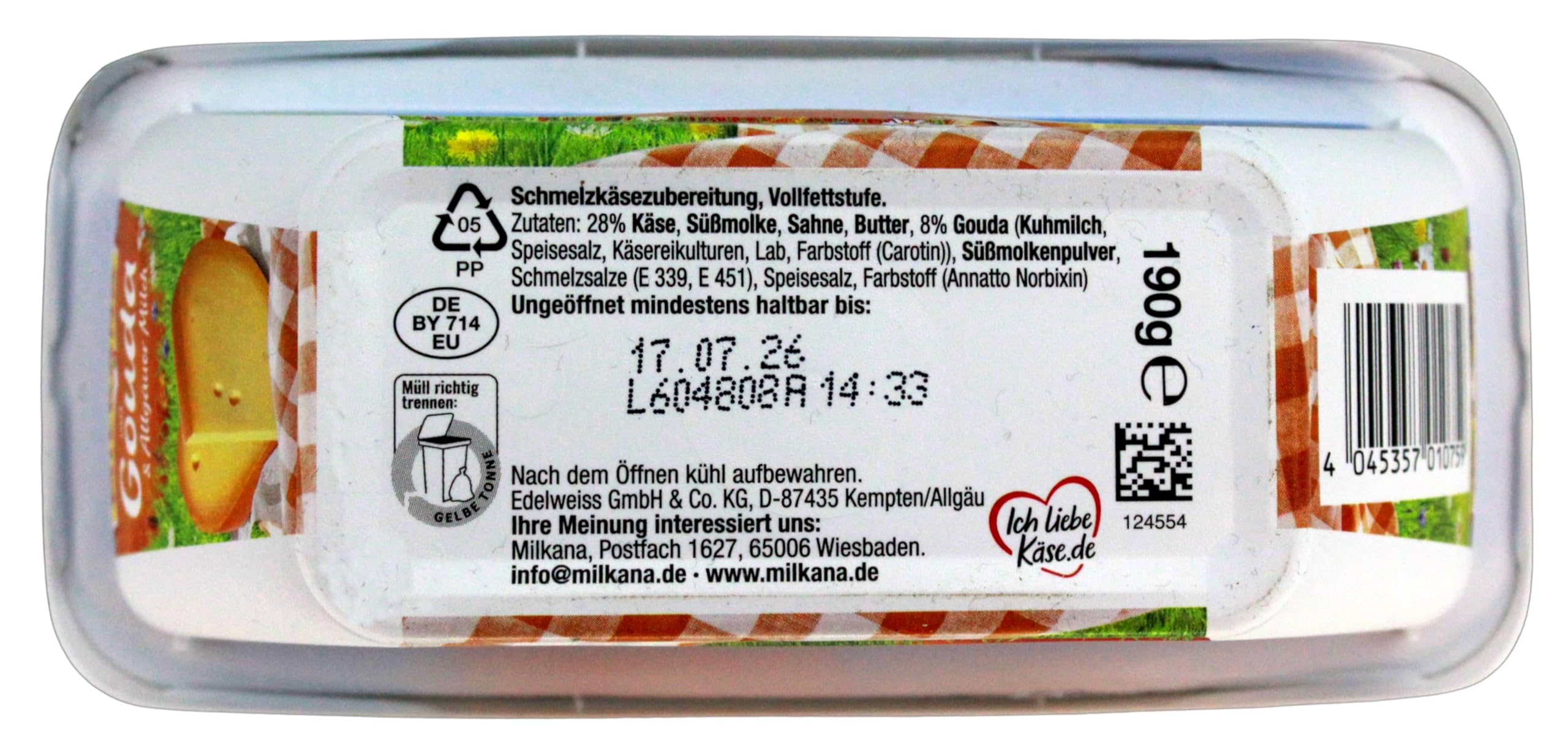 Milkana mit Gouda Schmelzkäse, 8er Pack (8 x 190g)