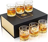 Vista 9 de KANARS Vasos de whisky de cristal, vasos de roca de 10 onzas en caja de regalo de lujo, juego de 4 vasos de vidrio de bourbon Lowball