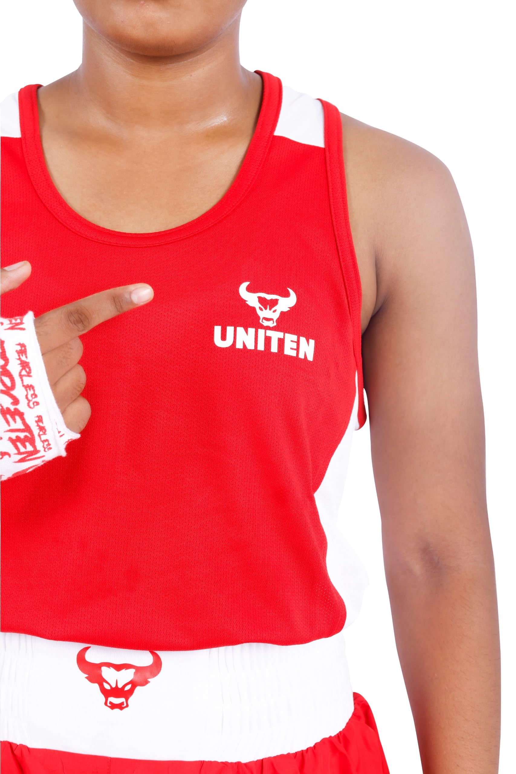 UNITEN Womens Boxing Set | Tank Top and Shorts | Boxing Clothes | Boxing Vest & Shorts Set (Red, S) 1