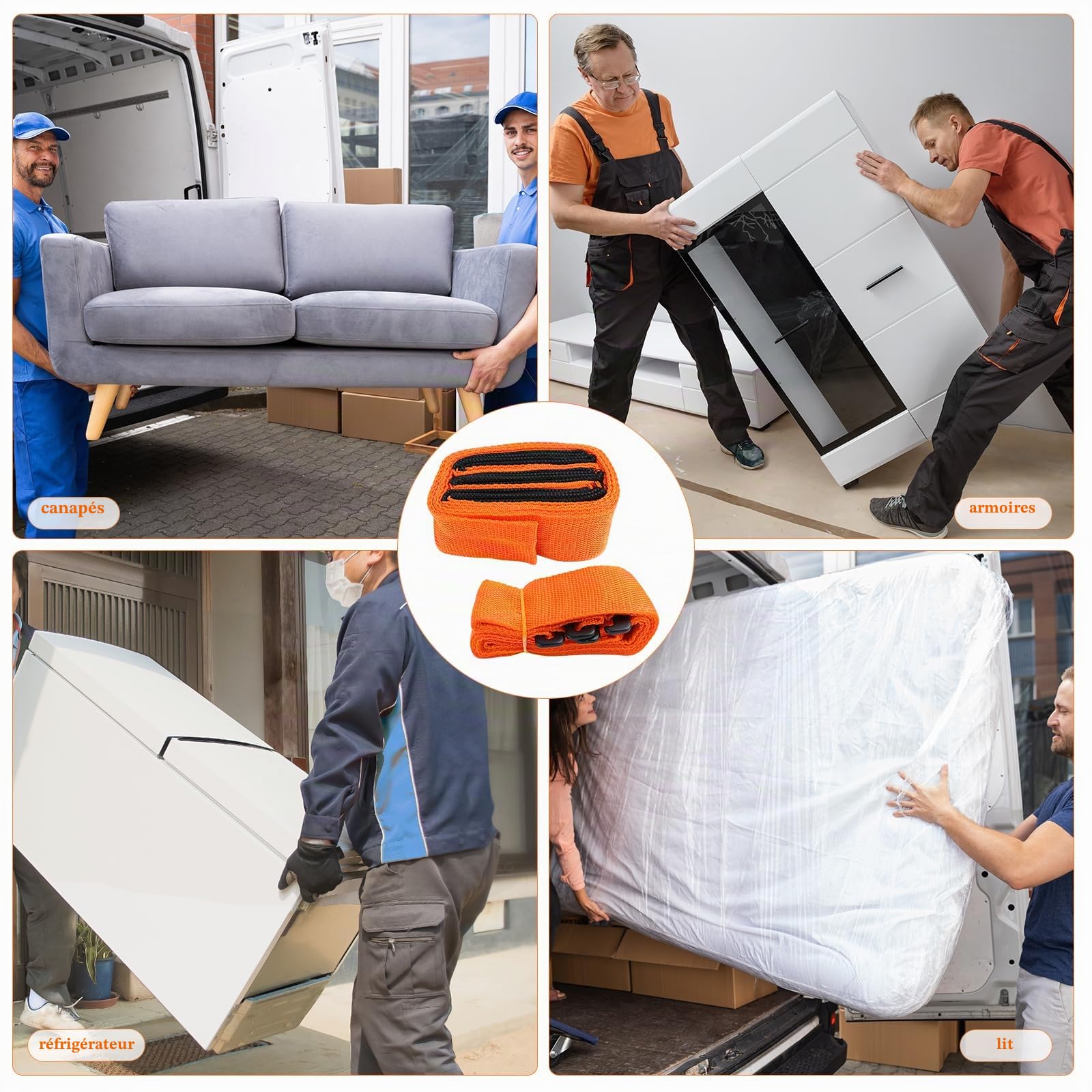 Sangle Demenagement, 2 Personnes Sangle de Levage, Sangles de Transport Déménagement pour Appareils, Meubles, Déménageur de Machines(2 Pièces)
