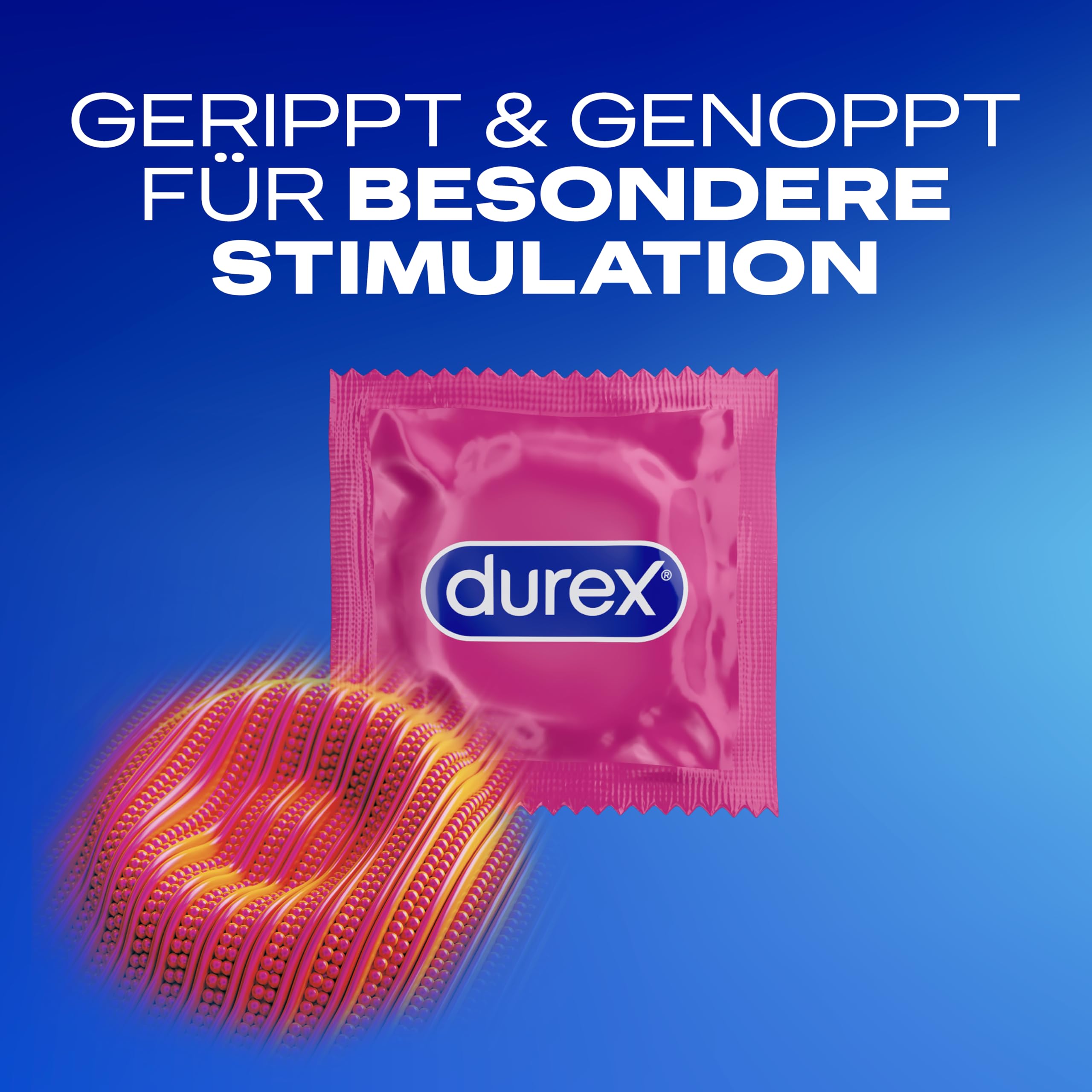 Durex Pleasure Me Kondome – gerippt und genoppt für besondere Stimulation (40 Stück)