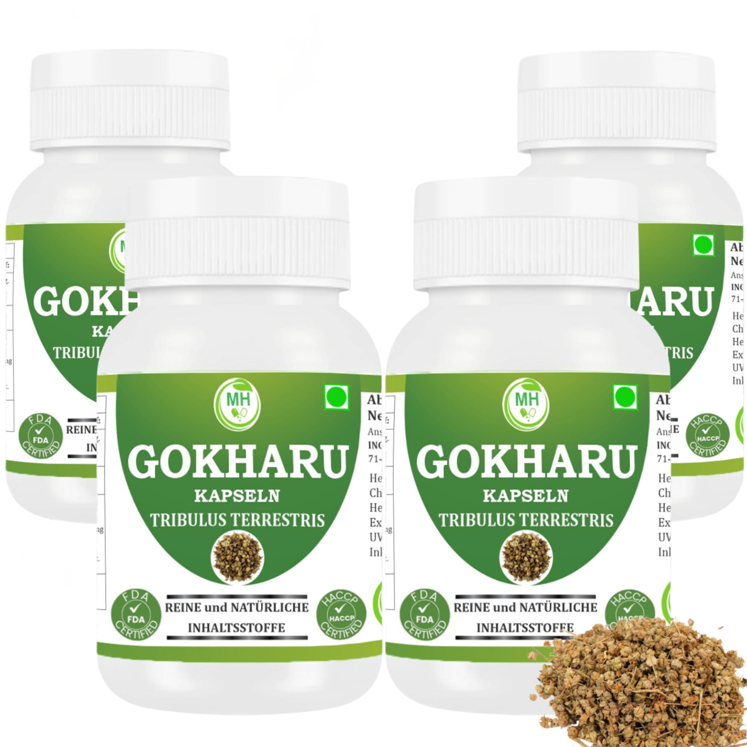 Gokharu Kapseln 500 mg | Tribulus Terrestris 10:1 Extrakt | Unterstützt Immunsystem und Leistungsfähigkeit | Bio und natürlich | 240 vegetarische Kapseln (4 Packung)