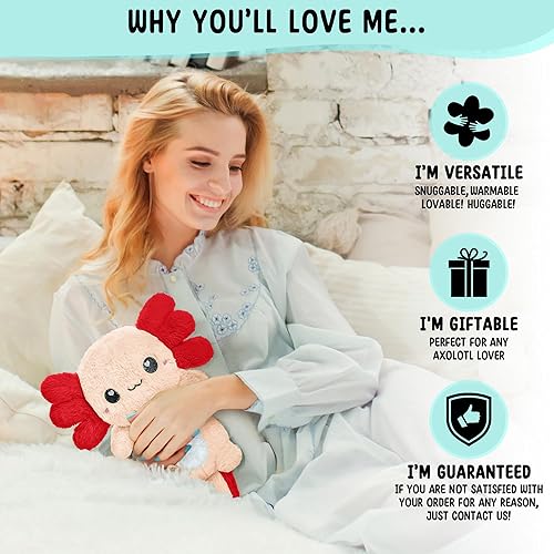 Miniatura 8 de Axolotl - Almohadilla térmica para microondas sin perfume de 1.5 libras para mujeres y niños, bonita almohada suave y acogedora de felpa calentable,