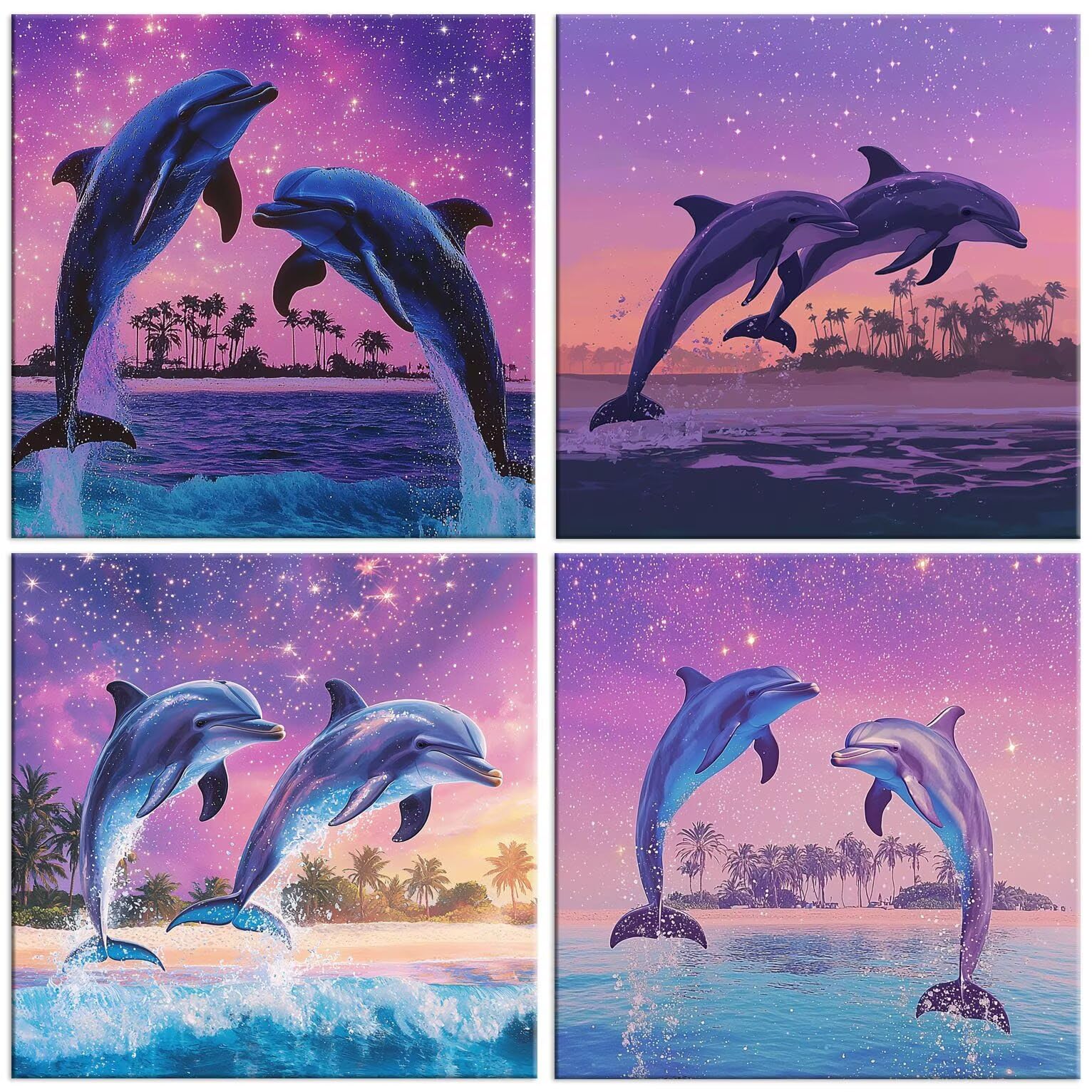 Diamond Painting Kit Delfín estrellado, Pintar Diamantes Kit 60x60cm f-865