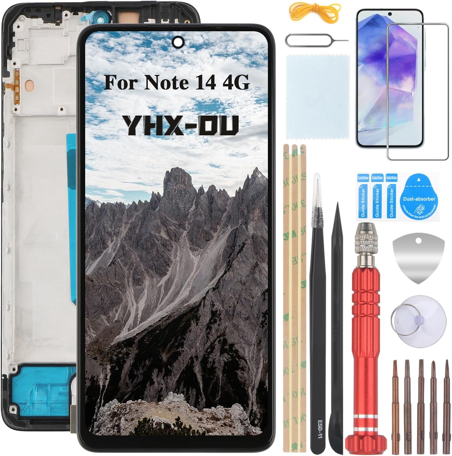 Black LCD Display With Frame For Xiaomi Redmi Note 14 4G 24117RN76G LCD Touch Screen Digitizer Assembly Replacement With Repair Tools