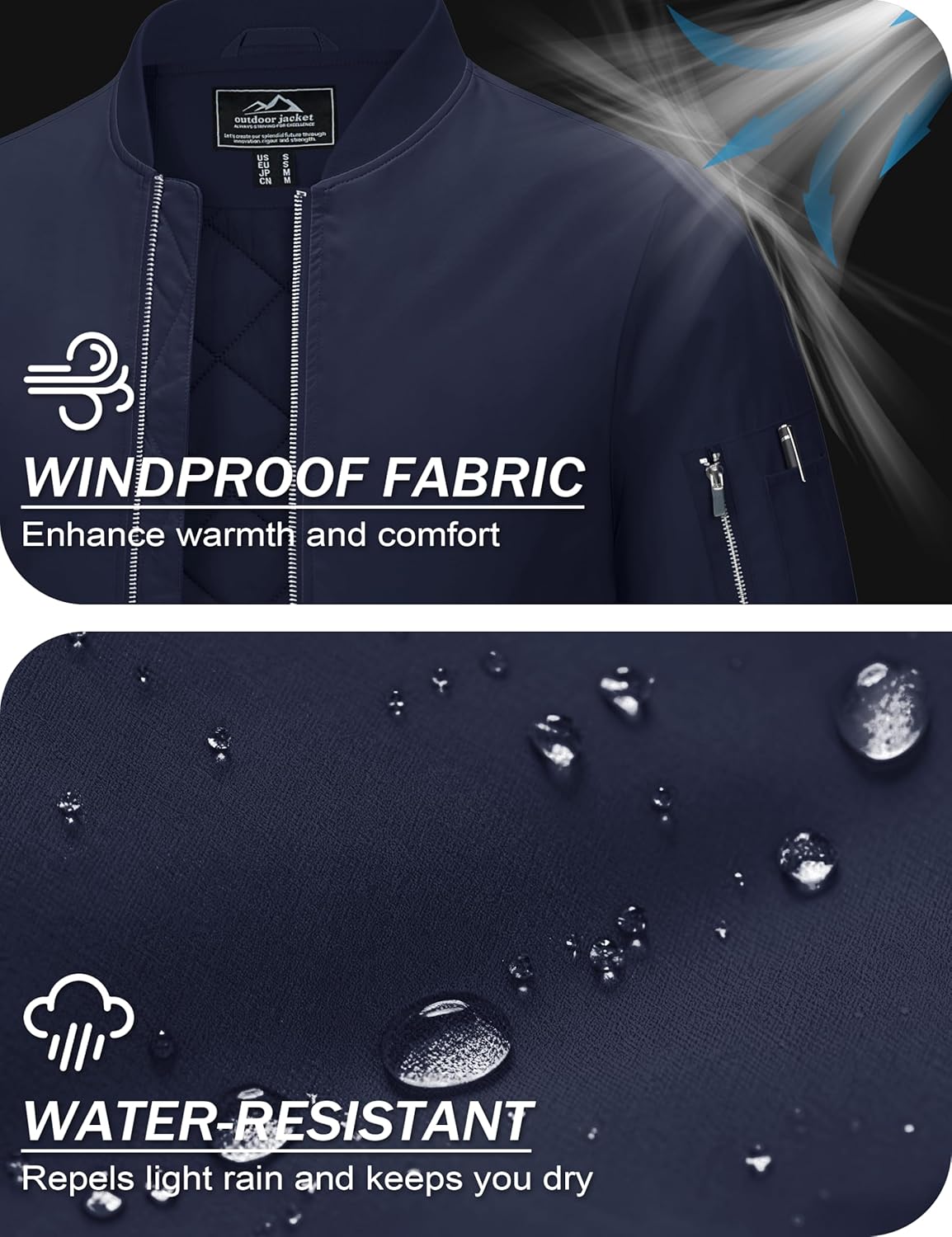 MAGCOMSEN Men's Bomber Jacket Casual Windproof Quilted Jacket Full Zip Windbreaker Winter Warm Varsity Jacket with Pockets - Image 4