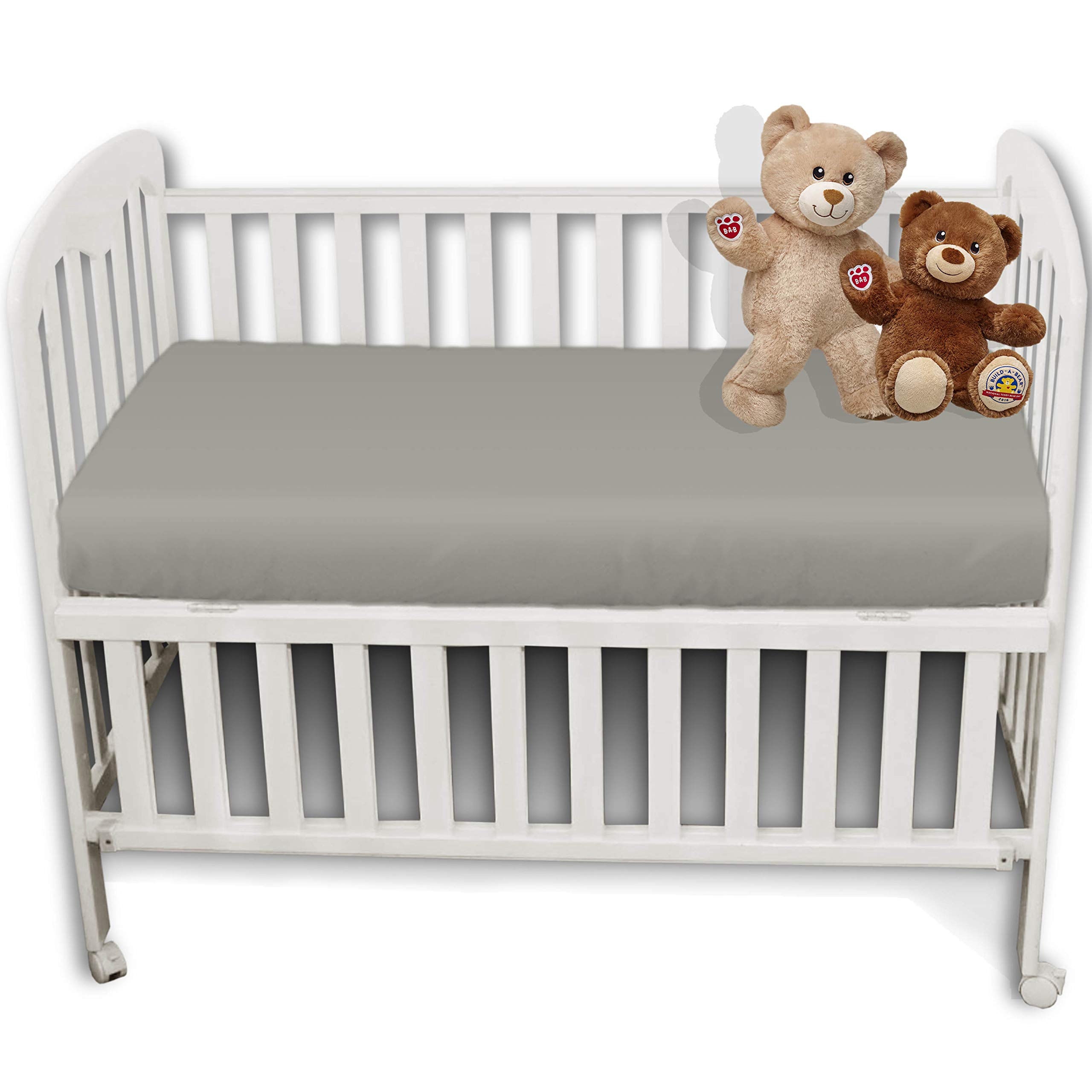 Amigozone Grey 2 X 100% Egyptian Cotton Cot Bed Fitted Sheet (White, Cot Bed (70 X 140Cm) (, Cot Bed (70 X 140Cm))