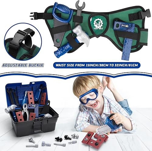 Miniatura 4 de Juego de herramientas para niños a partir de 3 años, herramientas de construcción de simulación con herramientas de juego de taladro electrónico,