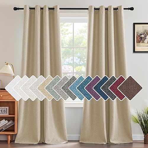 Miniatura 34 de H.VERSAILTEX Cortina de lino para oscurecer la habitación para dormitorio/sala de estar, cortinas opacas extra anchas de 100 x 96 pulgadas