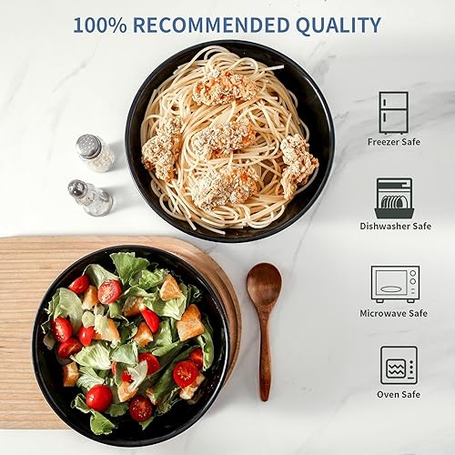 Miniatura 4 de Hasense Tazones de cerámica para mezclar, juego de cuencos grandes para cocina, cuencos anidables para pasta, sopa, palomitas de maíz, ensaladas,