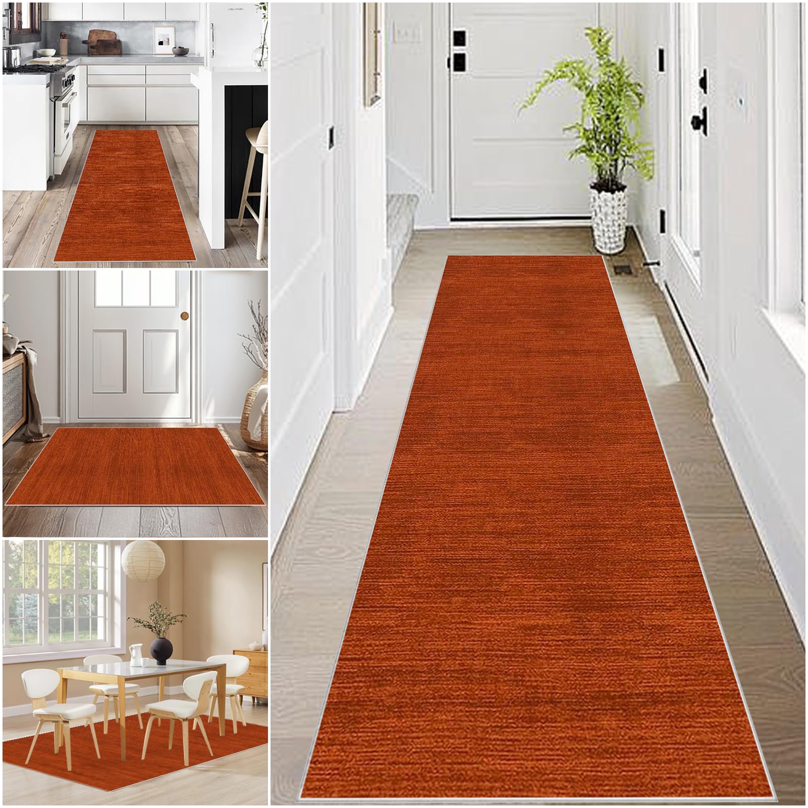Long Hallway Runner Rugs Non Slip 70 x 180 cm Orange Washable Carpet Runner for Kitchen Rug Mat Heavy-Duty Absorbent Area Rugs Narrow Rugs Hallway Hall Runners Carpet Floor Mat for Entryway Bedroom