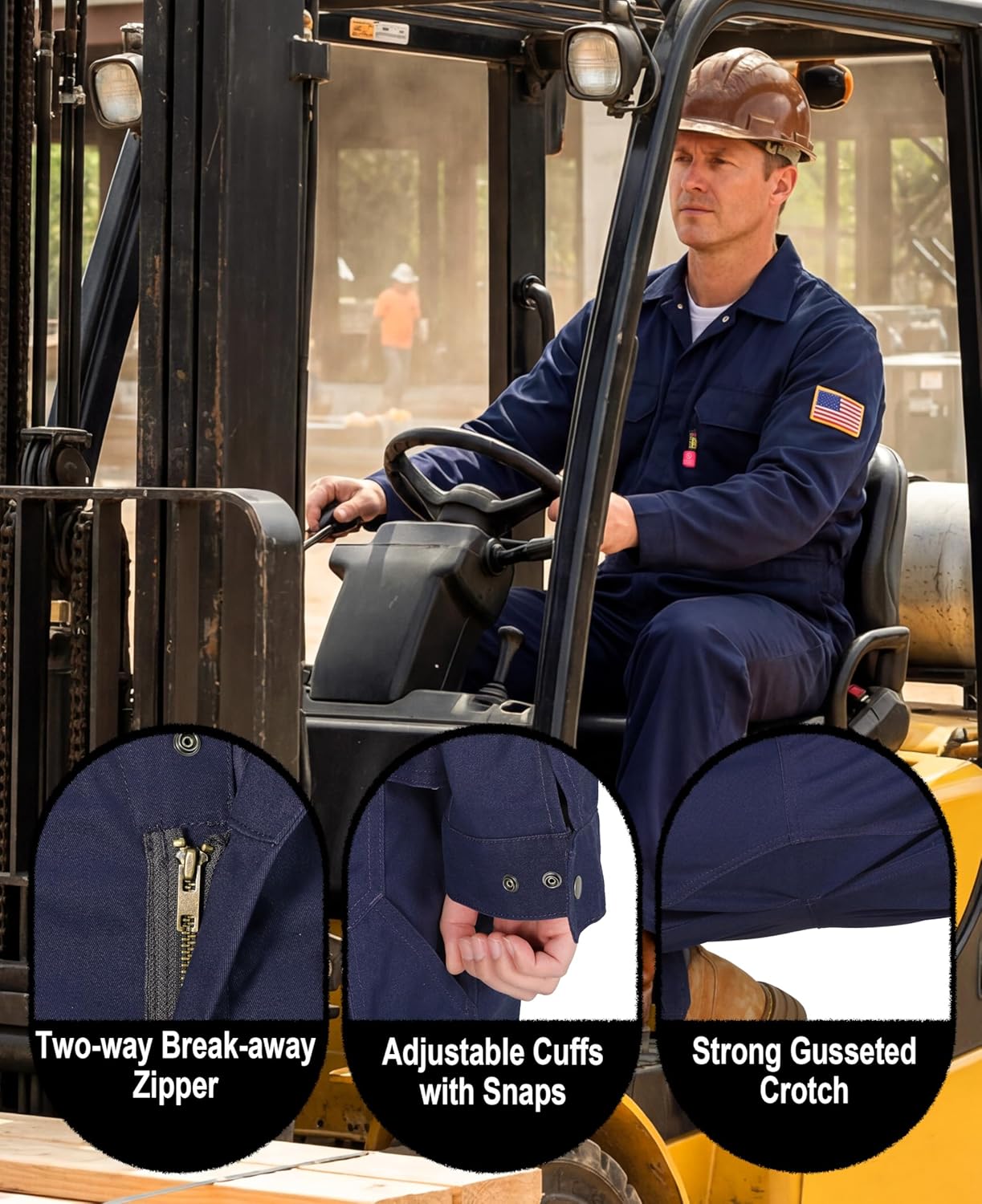 BOCOMAL FR Coveralls Men 7.5oz Cotton Twill Flame Resistant Fire Retardant Work Coverall NFPA 2112 HRC2 - Image 6