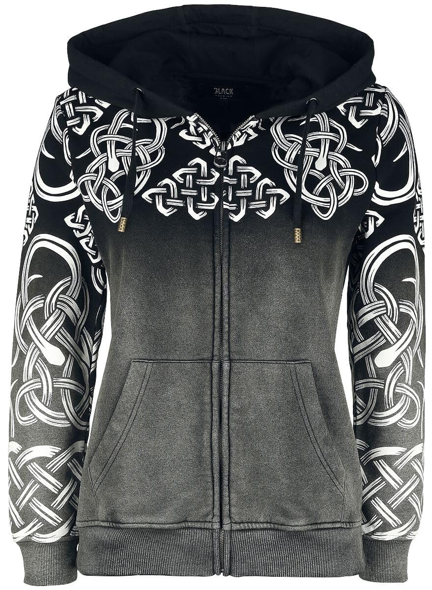 Black Premium by EMP Damen graue Kaupzenjacke mit keltischen Ornamenten