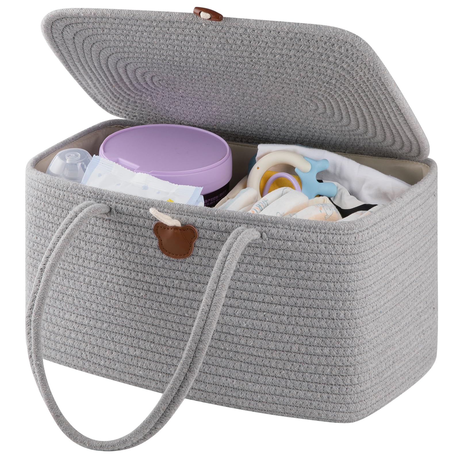 OIAHOMY Organizador grande de pañales para bebé, cesta portátil para bebé con asas, cesta de regalo para recién nacido, organizado