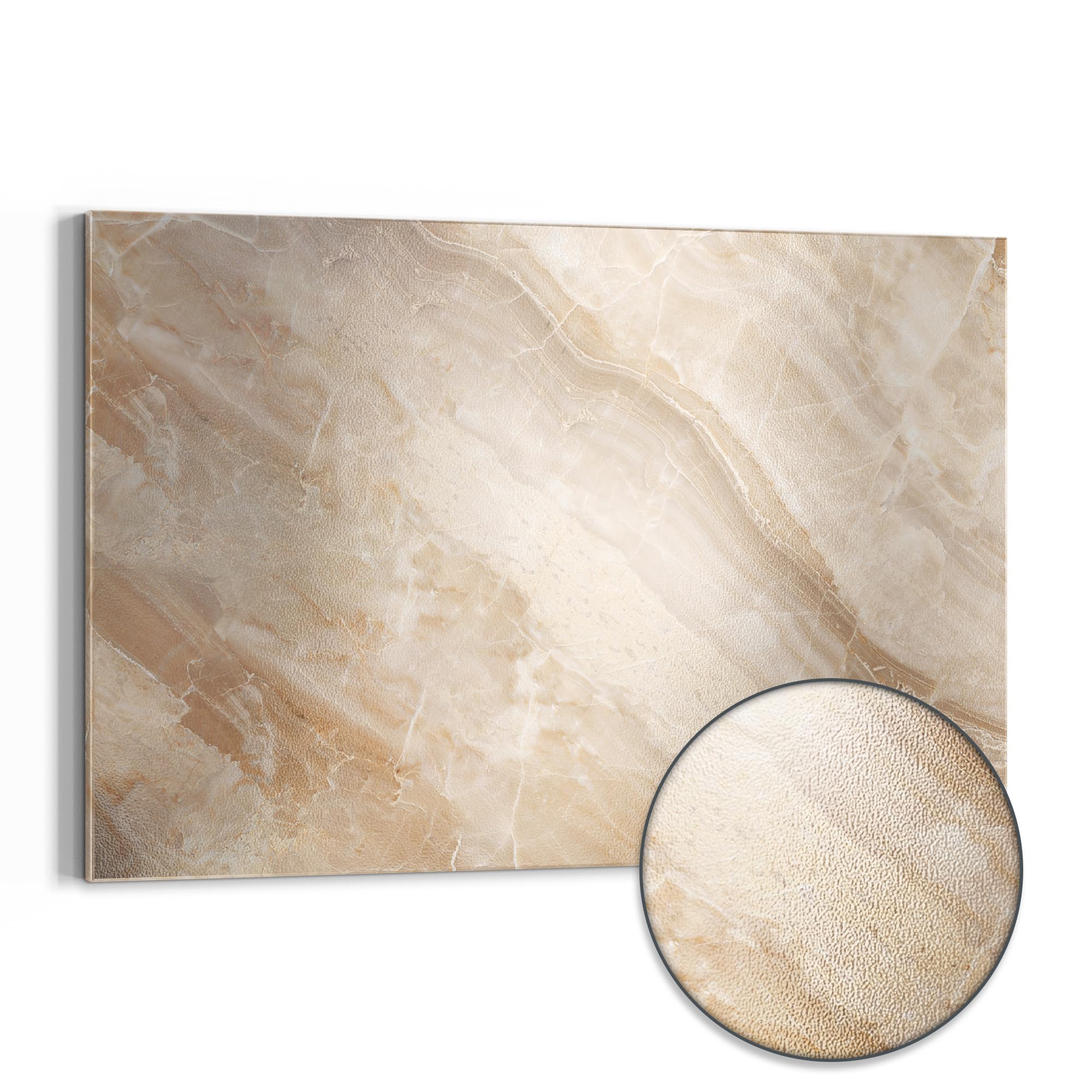 DEQORI Metalowa tablica magnetyczna, wymiary 90 x 60 cm, motyw "Jasna marmurowa powierzchnia", tablica suchościeralna na wszystkie magnesy, tablica magnetyczna do kuchni i biura, designerska tablica