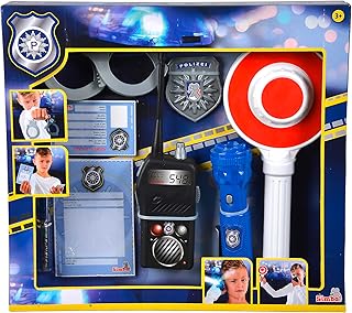 Simba 108101003 Traffic Police Insert Set, 7 Pieces, Torch, Trowel, Handcuffs, Police Tag, Punishment Ticket, ID Card, Radio, Role Play, Fancy Dress, from 3 Years