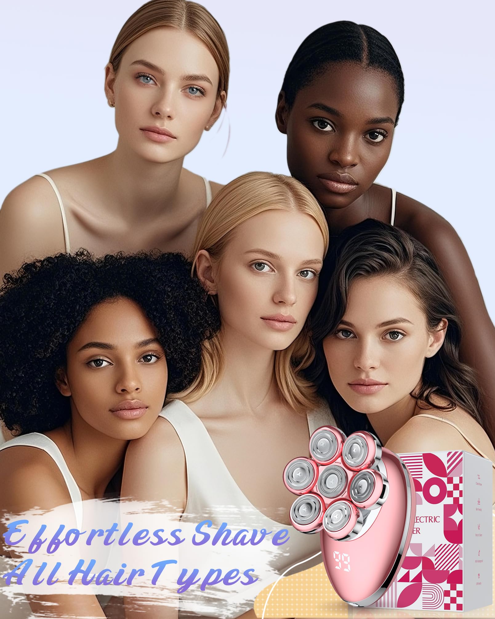 Maquinilla de afeitar eléctrica para mujer, afeitadora eléctrica para mujeres, afeitadora eléctrica para piernas, inalámbrica, sin dolor, depilación facial para bikini, aseo de mujer, piel sensible