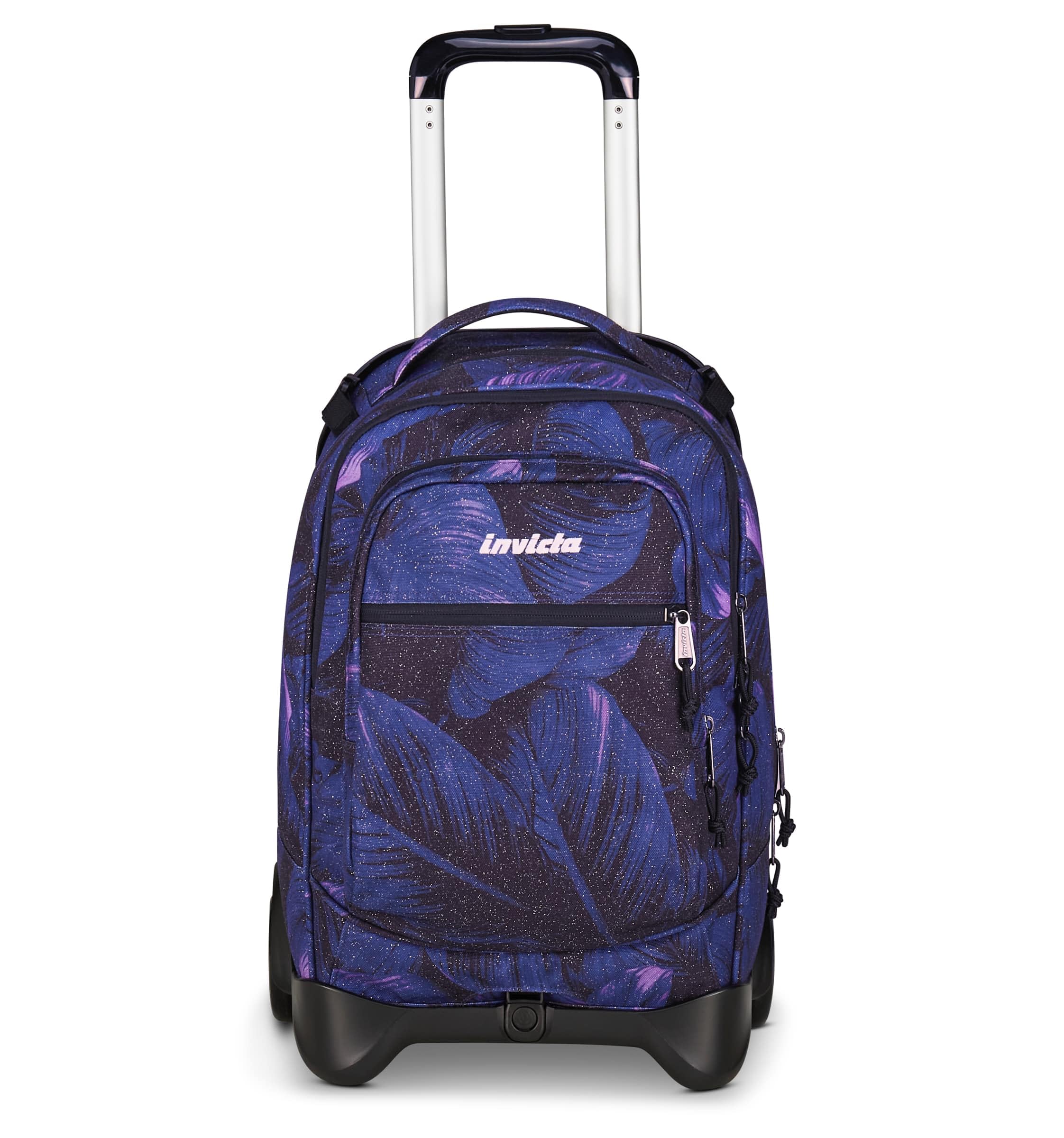 Invicta Trolley Scuola Plug Fantasy Shine, Viola, 3 in 1, Zaino Doppio Scomparto Con Carrello Sganciabile, Tasca Per PC, Tasca Per Borraccia, 34 lt, Scuola Media e Superiore, Viaggio, Zaino Ragazza