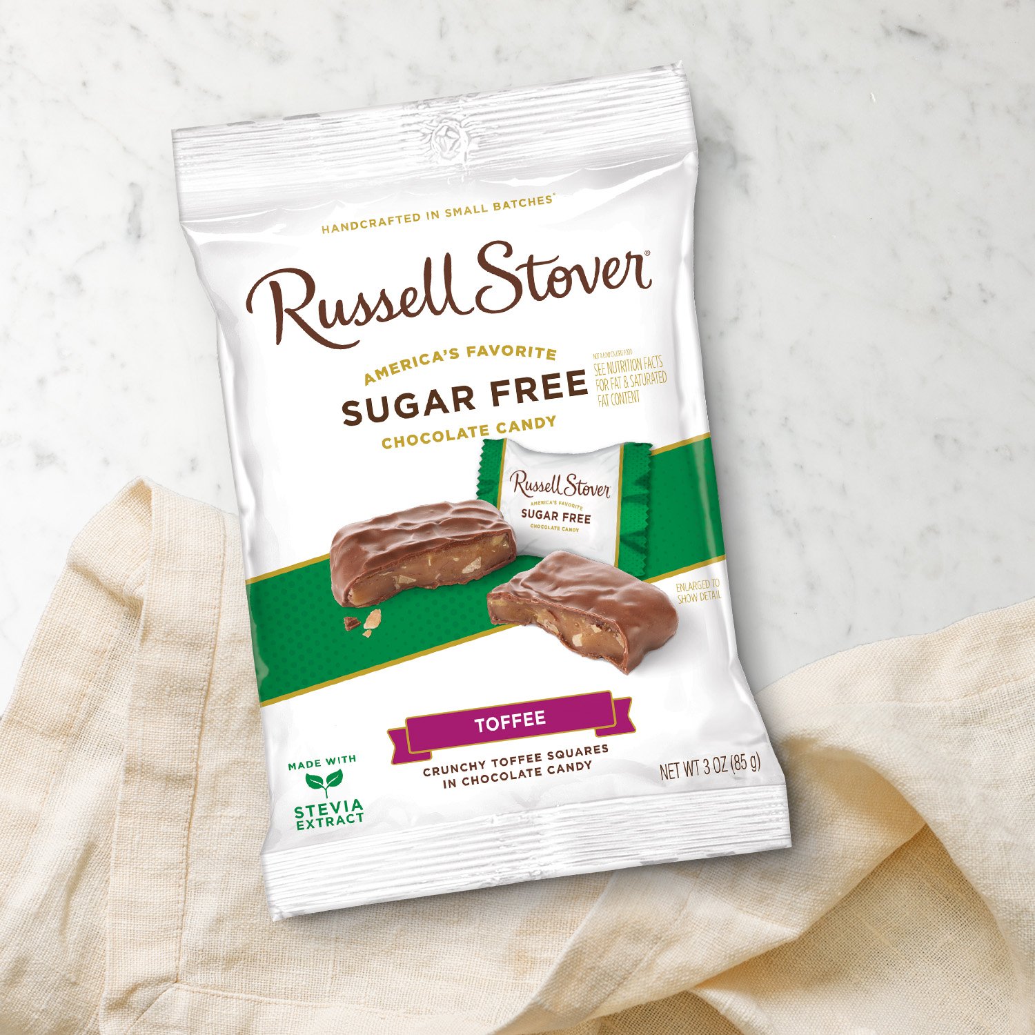 Russell Stover Sugar Free Toffee Squares, 3Ounce Peg Bags